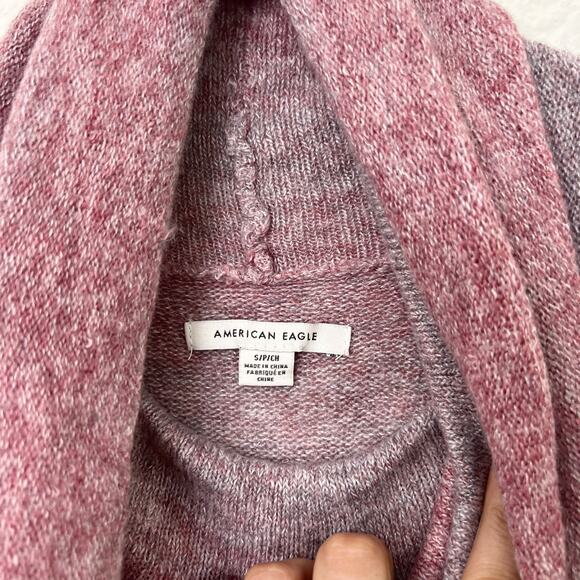 [American Eagle] Ombre Striped Oversized Purple Red Cowl Neck Sweater Sz Small S - Picture 10 of 11